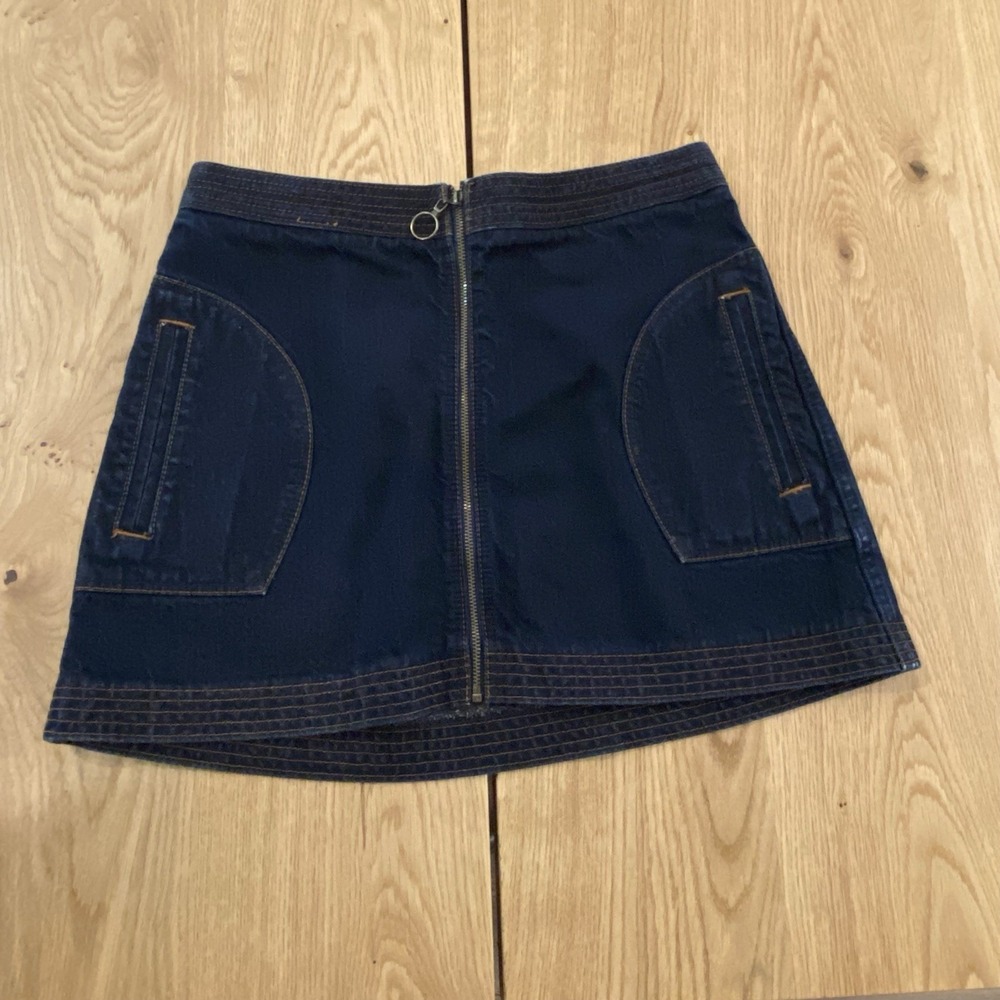 Abercrombie & Fitch‎ Front Zip Dark Denim Go Go Style Mini Skirt Sz 2 Retro